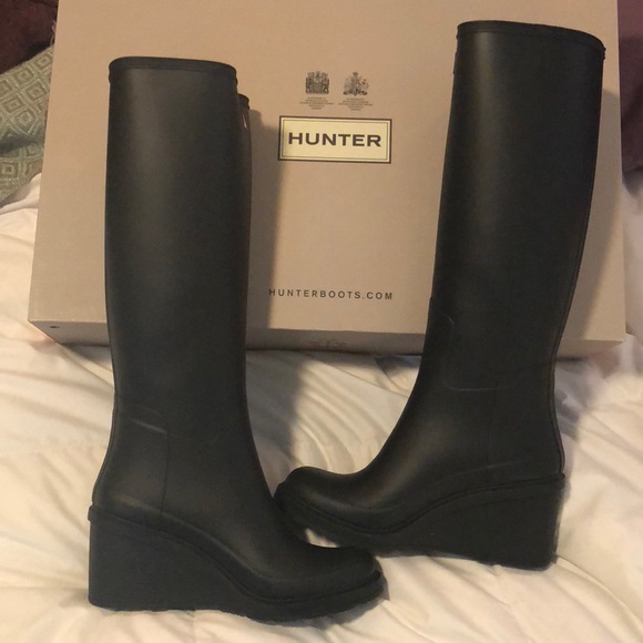 hunter rain boots wedge heel